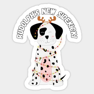 Rudolph's New Sidekick! Christmas, dog, humor Sticker